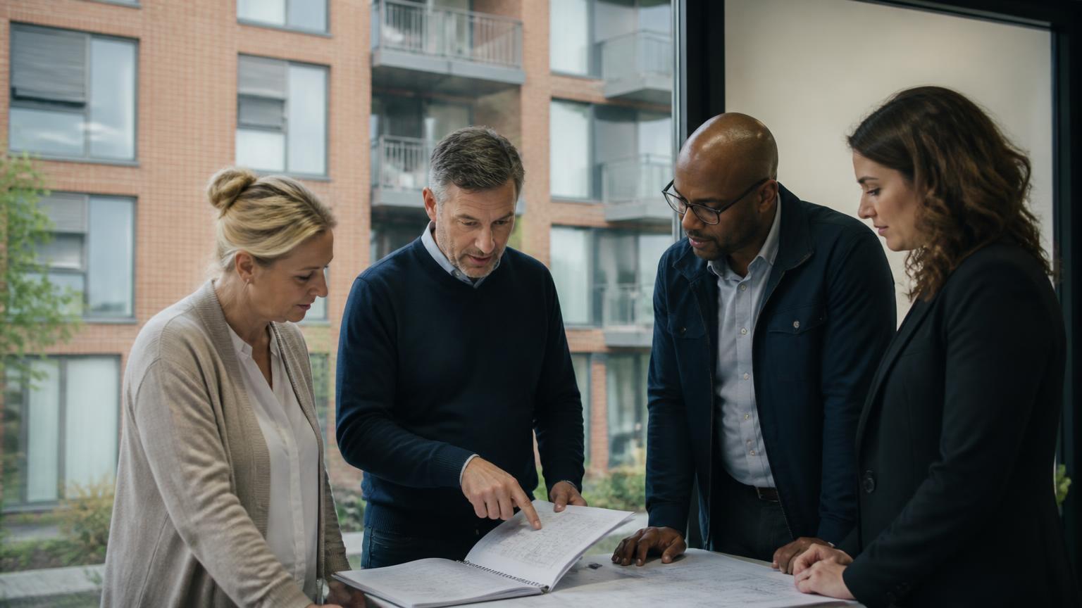 Leaseholders discussing the Right to Manage process with a block management professional
